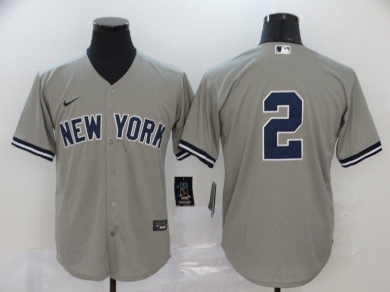 Men's New York Yankees Derek Jeter #2 Gray Name Jersey